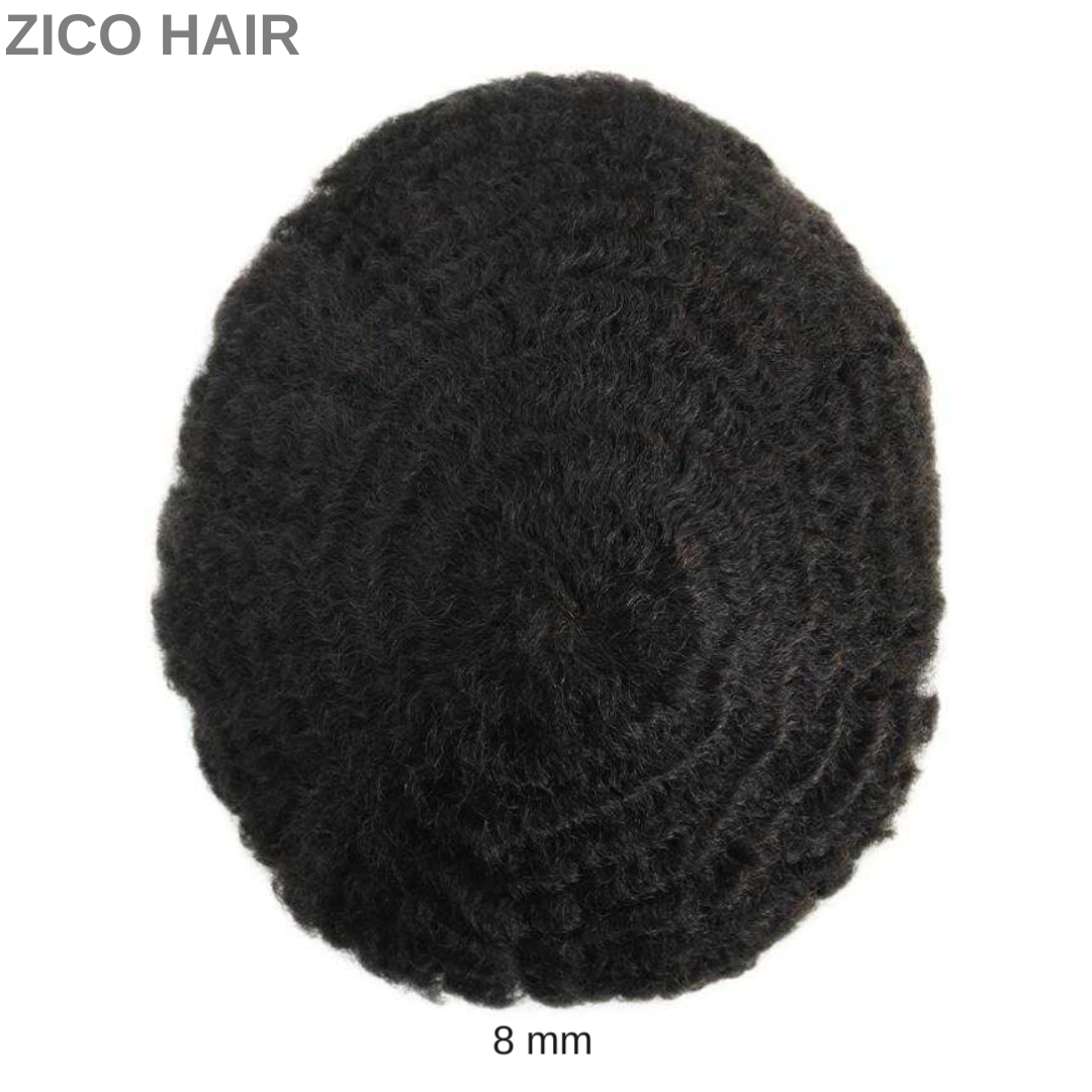Zico Hair Afro French Lace Men Toupee 4mm curls 6mm curls 8mm wave 10mm wave 12mm wave