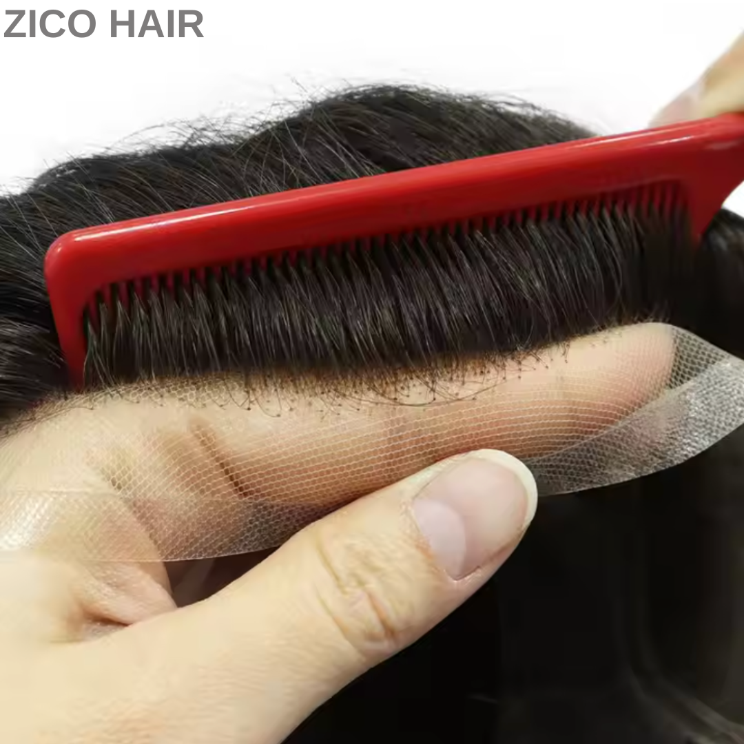 Zico Hair Hollywood French Lace base with Skin Perimeter and Lace Front Invisible Hairline Hair System