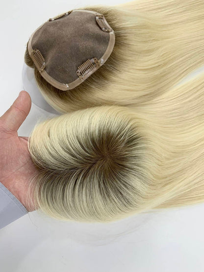 Zico Hair 5*5 inch Mono Top with PU Around Women Topper for Caucasians